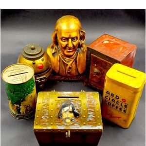 6 rare vintage bank lot